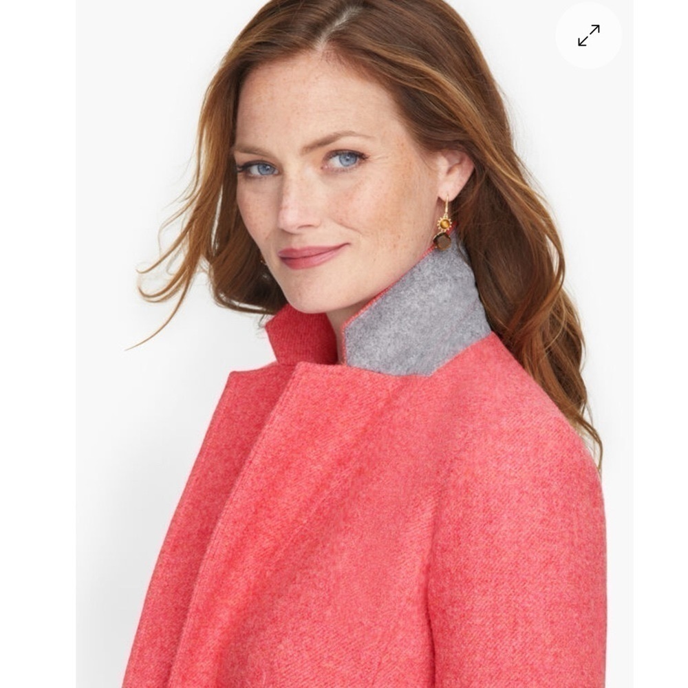 Talbots Classic Shetland Blazer Jacket Twill Pink Coral Herringbone 12 NWT - Picture 2 of 12